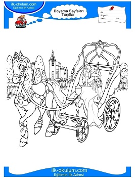 Çocuklar İçin At-Arabası Boyama Sayfaları 